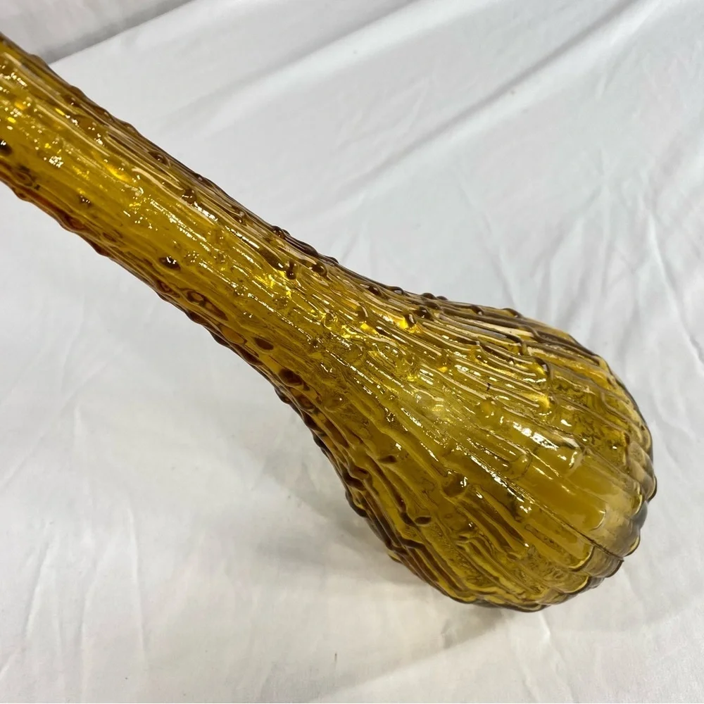 Vintage Dark Amber Wax Drip 60’s Genie Bottle Elongated Vase / Decanter - Picture 2 of 3